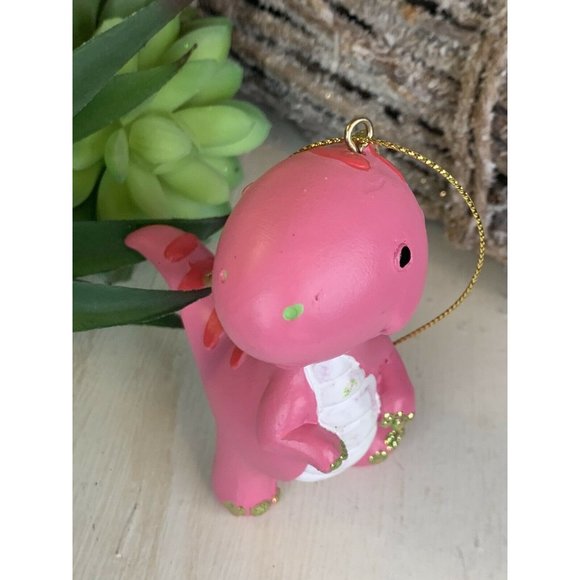 Pink Dinosaur Christmas Tree Ornament Resin Ornament Kids Ornament O4 - Picture 3 of 6